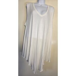 New Ellos Plus Size 2X V-Neck Pointed Front Tank White *See Pics